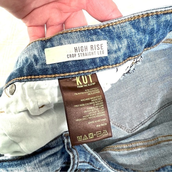 Kut From The Kloth High Rise Cropped Straight Leg Medium Wash Denim Jean Sz 12 - Picture 7 of 16